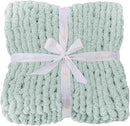 Bigacogo Chunky Knit Throw Blanket for Couch, 40x40 inches, 100% Hand Knitted with Thick Jumbo Chenille Yarn, Cozy Soft Large Rope Knot Cable Crochet Blankets for Sofa Bed Living Room, Mint by CozyNest Decor
