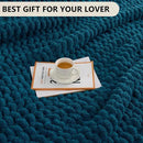 L'AGRATY Chunky Knit Blanket Throw: 80''x90'' Chenille Chunky Knitted Throw Blankets for Bed Couch - Handmade Thick Big Cable Knit Blanket - Large Crochet Rope Blankets for Home Decor(Blue) by CozyNest Decor