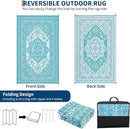 GAOMON Outdoor Rug Waterproof 9x18 Reversible Plastic Straw Rug, Large Rugs for Patio UV-Resistant Portable RV Camping Mats, Indoor Outdoor Medallion Carpet for Deck Porch Garden, Light Blue by CozyNest Decor