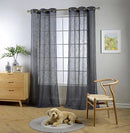 MIUCO Semi Sheer Curtains Poly Linen Textured Solid Grommet Curtains 84 Inches Long for French Doors 2 Panels (2 x 37 Wide x 84" Long) Charcoal Grey by CozyNest Decor