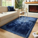 AMTOVO Faux Fur Sheepskin Rug for Living Room, 4 x 6 ft Dark Blue Fluffy Area Rug for Bedroom, Playroom, Luxury Room Decor, Rectangle by CozyNest Decor