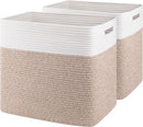 OIAHOMY Storage baskets for Shelf, Large Collapsible Storage Bins, Blanket Basket Living Room, 16.5 x 13 x 15 Inches-Pack of 2-Brown by TinyTreasures Baby Boutique