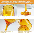 Amber Wine Glasses Set of 6-12oz Amber Long Stem Wine Glass Cups, Pretty Crystal Glassware, Hand Blown Goblets Drinkware, Unique Drinking Stemware Holiday Gift Set by CozyNest Decor