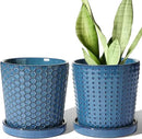 LE TAUCI Ceramic Pots for Plants, 5.5 Inch Plant Pots with Drainage and Saucer, Indoor Plant Pots for Succulents, Snake Plants, Cactus, and More, Set of 2, Reactive Glaze Blue by GreenHaven Gardens