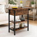 End Table with Charging Station, Flip Top Side Table with USB Ports and Outlets, 3-Tier Small Side Table with Storage for Small Space, End Tables for Living Room/Bedroom, Brown by CozyNest Decor