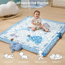 Momcozy Baby Play Mat for Floor, 50x50 Thickened Playpen Mat, Playmate for Baby Tummy Time, Waterproof & Non-Slip, Foldable Outdoor Mat with Carrying Handle, Ocean Theam by TinyTreasures Baby Boutique