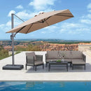 PURPLE LEAF 9 FT Cantilever Patio Umbrella Outdoor Aluminum Offset Square Umbrella with 3 Years Fade Resistance Recycled Fabric and 360-degree Rotation for Deck Pool Garden, Sand Dune by GreenHaven Gardens