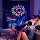 ADDWel Blacklight Sunflower Tapestry, Hippie Eye Tapestry Glow In The Dark, UV Reactive Black Light Upright Posters Wall Hanging for Bedroom Dorm Living Room Backdrop Decor by CozyNest Decor
