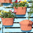 Sungmor Wall Hanging Planters,11.5 Inch Hanging Flower Pots for Railing Fence - Indoor Outdoor Balcony Wall Hanging Basket, Plastic Plant Pot Container - Half Round & 3PC Pack & Brick Red by CozyNest Decor