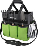WORKPRO Garden Tool Bag Organizer, Heavy Duty Gardening Tote Bag with 10 Pockets and Long Adjustable Shoulder Strap, Standable Garden Home Tool Kits Organizer, Green by GreenHaven Gardens