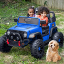 2 Seater Ride on Car Truck, 12V Kids Electric Ride on Toy for Big Kids Age 3-8 w/Remote Control- Blue by TinyTreasures Baby Boutique