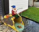 Gnome Fishing 3" x 4" Gutter Downspout Splash Block Decor, Outdoor Garden Animal Statue & Sculpture, Weather-Resistant Gutter Diverter Rain, Decorative Gutter Extension Downspout Ornament by GreenHaven Gardens