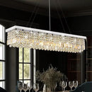 Rectangle K9 Crystal Chandelier,10 Lights Modern Rectangular Hanging Ceiling Pendant Light Fixture for Dining Room Kitchen Island,Polished Chrome Finish L47''xW10''xH10'' by CozyNest Decor