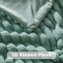 NEWCOSPLAY Faux Fur Twin Blanket New Sage Green 3D Ribbed Plush Thick Warm Blanket for Couch Sofa Bed 850GSM (New Sage Green Ribbed, Twin(60"x80")) by CozyNest Decor