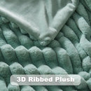 NEWCOSPLAY Faux Fur Throw Blanket New Sage Green 3D Ribbed Plush Thick Warm Blanket for Couch Sofa Bed 850GSM (New Sage Green Ribbed, Throw(50"x60")) by CozyNest Decor