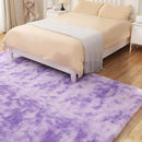 Plush Area Rug 4x5.8, Ultra Soft Rugs for Living Room, Fluffy Carpet Rugs for Bedroom, Non-Slip Indoor Rug for Nursery, Study Room, Playroom, Home Decor, Tie-Dyed Purple by TinyTreasures Baby Boutique