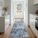 Runner Rug for Hallways Kitchen 2'6"x8' Washable, Non Slip Carpet 8ft Area Rugs Entryway Rubber Backed 8 Feet Neutral Abstract Modern Low Pile Indoor Blue Grey by TinyTreasures Baby Boutique