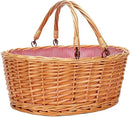 Wicker Picnic Basket with Double Folding Handles, Natural Large Willow Hamper Empty Basket Cheap Easter Eggs Candy Storage Wine Basket for Toy, Flower, Wedding（Red 16inch） by GreenHaven Gardens