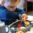 Baby Cutlery Set With Case, Spoon & Fork for Self Feeding, Silicone, 6 Months Plus (Grey) by TinyTreasures Baby Boutique