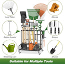 Garden Tool Organizer Rack with Wheels Up to 39 Tools, Heavy-Duty Steel Yard Tool Organizer for Garage Storage with 12 Hooks, Broom Holder & Garden Tool Rack for Shed, Patio, Outdoor Use, Black by GreenHaven Gardens