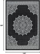 CAMILSON Indoor Outdoor Rug, 10x14 Medallion Black White Modern Area Rugs for Large Indoor and Outdoor Patios, Kitchen and Hallway Mats, Washable Porch Deck Outside Carpet (Medallion Black, 10 x 14) by GreenHaven Gardens