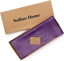Solino Home Linen Purple Table Runner 144 Inches Long - 100% Pure Linen Extra Long Table Runner 14 x 144 Inch for Fall, Autumn, Halloween, Thanksgiving - Classic Hemstitch by CozyNest Decor