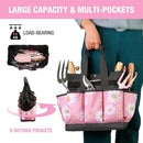 WORKPRO Garden Tool Bag, 9 Pockets Gardening Bag, Heavy Duty Oxford Garden Tote Caddy (Tools NOT Included), 12" x 12" x 6"-Pink Ribbon by GreenHaven Gardens
