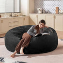 Bean Bag Chair 5Ft, Memory Foam Filled, Large Beanbag Chairs for Adults and Teens, Soft Sofa with Removable Flannel Cover, Round Couch for Living Room Bedroom College Dorm (Black, 5FT-60×60"×24") by CozyNest Decor