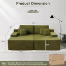 ovios 81" Oversized Sectional Double Lounge Chaise with Cloud Plush Sofa Bed, No Assembly Required, Fluffy Modern Sleeper Loveseat Chair for Indoor Living Room Bedroom Reading, Green (Cloud Velvet) by CozyNest Decor