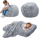 Kids Bean Bag Chair Turn into Beanbag Bed, Dinosaur Toddler Bean Chair for Girl Boy Sleeping, Lazy Children Bean Bags with Filler, Convertible Child Floor Mattress, Grey Dino by TinyTreasures Baby Boutique