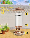 iBorn Bird Feeders for Outdoors Hanging,Metal Bird Feeders for Cardinal Chew Proof 18cm Large Roof&Tray Birdfeeders Outside Hanging,Brushed Copper 6 Port (Seed is not Included) by CozyNest Decor