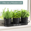 Barnyard Designs Indoor Herb Garden Planter Set with Tray, Metal Windowsill Plant Pots with Drainage for Outdoor or Indoor Plants, Set/3 (Black) by GreenHaven Gardens