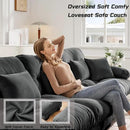 Loveseat Modular Sectional Sofa, Cloud Couch 2 Seater Sectional Couch Home Sofa Living Room Oversized Couch, Modern Deep Seat Couch with Chaise with Round Bolster Armrests 4 Pillows(Gray) by CozyNest Decor