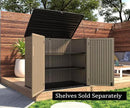 HOMSPARK Storage Shed Weather Resistance, Multi-Purpose Outdoor Storage Cabinet for Backyards and Patios, Horizontal Storage Shed for Lawnmower, Patio Accessories (Coffee, X Large - 48 cu.ft) by GreenHaven Gardens