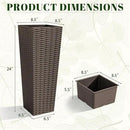 JUMMICO Set of 2 Resin Rattan Tall Planters for Outdoor Plants, Large Tapered Planters with Drainage Holes&Inner Trays, Flower Pots for Garden, Patio, Porch, Backyard (Brown, 24'') by CozyNest Decor