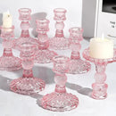 12Pcs Pink Candlestick Holders Set- 4" H Taper Candle Holders Bulk, Glass Candle Holders for Wedding, Party, Romantic Dinner Table Centerpieces, Festival Gifts & Windowsill Decor by CozyNest Decor