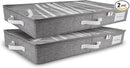 HOMELUX THEORY 2pc Low Profile Under Bed Storage Containers, Thin Under Couch Storage Organizer with Bins & Lids, Underbed Storage Box Ideal for Seasonal Clothes, Blankets, Fabric & Shoes (LightGray) by CozyNest Decor