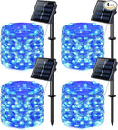 JMEXSUSS 4 Pack 100 LED Solar Fairy Lights, 33ft Blue Solar String Lights Outdoor Waterproof, 8 Modes Copper Wire Solar Twinkle Lights for Patio Garden Yard Tree Christmas Halloween Decor by GreenHaven Gardens