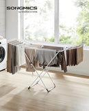 SONGMICS Clothes Drying Rack, Metal Laundry Drying Rack, Foldable, Space-Saving, Free-Standing Airer, with 2 Gullwings, Indoor Outdoor Use, Bed Linen Clothing, White ULLR540W01 by TinyTreasures Baby Boutique