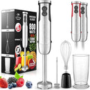 Zulay 4-in-1 Immersion Stick Mixer Hand Blender - 800 Watts, 12 Speeds, 5-ft Power Electric Cord, Handheld Portable, Stainless Steel Blades - With Whisk, Frother & Stick Blender Attachments - Black by TinyTreasures Baby Boutique