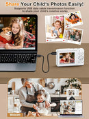 Digital Camera,FHD 1080P Kids Camera 44MP Point and Shoot Digital Cameras with 32GB Card,16X Zoom,Anti-Shake,Date Stamp,Compact Small Cameras Photography for Kids Student Teen Girl Boy(White) by TinyTreasures Baby Boutique