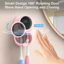 Toothbrush Holder and Cleaner for Bathroom Light Cleaning Fan Drying Round in Circle Automatic Rotating Cover Wall Mounted Smart Home Gadgets (03 Pink) by CozyNest Decor