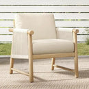 CHITA Boho Patio Rattan Chair, Outdoor Wicker Chair with 7.1″ Thickened Cushions Acacia Wood Frame(Cream) by CozyNest Decor