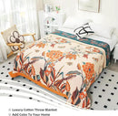 Boho Throw Blanket, 100% Organic Cotton Breathable Soft Lightweight All Season Rustic Bed Throw - Floral Bird Farmhouse Decor Blanket for Sofa Couch Chair Quilt and Gift. 60" x 80" by CozyNest Decor
