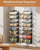 8-Tier Over the Door Pantry Organizer, Large Metal Door Spice Rack with Adjustable Basket, 2 in 1 Wall Mount or Hanging Heavy-Duty Pantry Door Storage Shelf for Kitchen and Bathroom, Black by CozyNest Decor