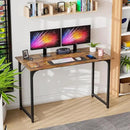 PayLessHere | 47 Inch Computer Desk | Brown | Office Desk with Metal Frame, Adjustable Feet | Water-Resistant, Scratchproof Surface | Sturdy Writing Table for Home Office or Study | Pack of 1 by CozyNest Decor