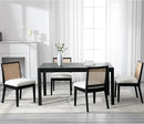 VESCASA Upholstered Dining Chairs with Square Rattan Back, Armless Padded Sherpa Fleece Cushion Dining Chairs with Wood Legs for Dining Room, Kitchen, Set of 4, Black Frame by CozyNest Decor
