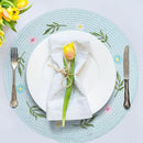 Whaline 4Pcs Round Daisy Placemats Spring Flower Embroidered Place Mats Greenery Floral Dinner Table Mats for Home Holiday Wedding Bridal Baby Shower Birthday Party Decor by CozyNest Decor