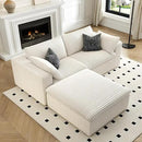 LoveSeat Cloud Couch Modular Sectional Sofa for Living Room,Modern Sofa with Deep Seat，2 Seater Boneless Couch with Ottoman,Comfy Upholstered Couches for Apartment, Studio, Office,Bedroom，White by CozyNest Decor