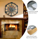 27 Inch Moving Gear Wall Clock, Oversized Wall Clocks, Clock Living Room Decor, Solid Wood Frame, Battery Operated, Large Wall Clock with Steampunk Industrial for Fireplace(Brown) by CozyNest Decor